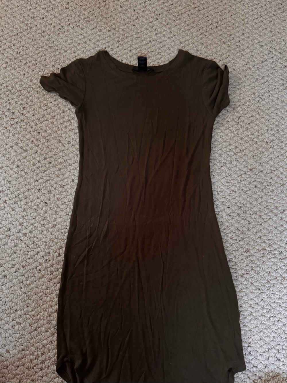 Forever 21 Basic Olive Green Short Sleeve Bodycon Dress 0040